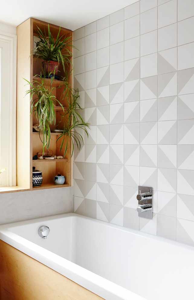 Inspiration för ett minimalistiskt badrum