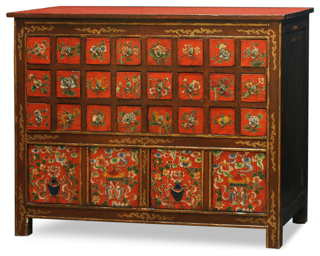 HandPainted Tibetan Chest of Drawers Asian Accent Chests And