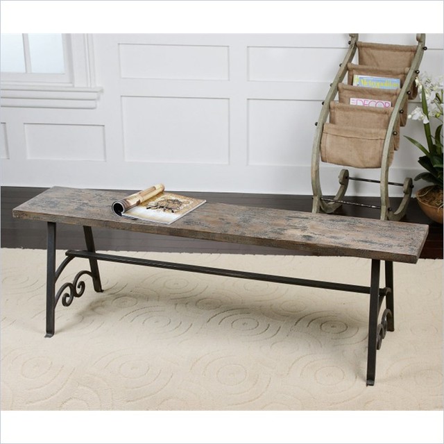 Uttermost Driscoll Wooden Bench in Chipped Away Navy Paint