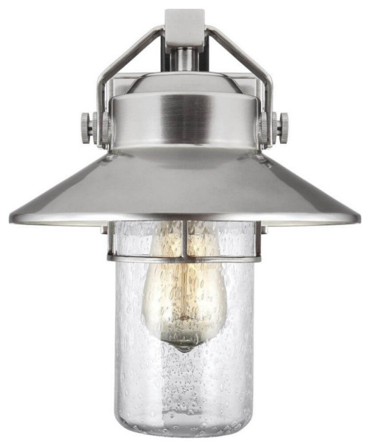 Boynton 1 Light Outdoor Wall Lantern, Painted Brushed Steel, 11