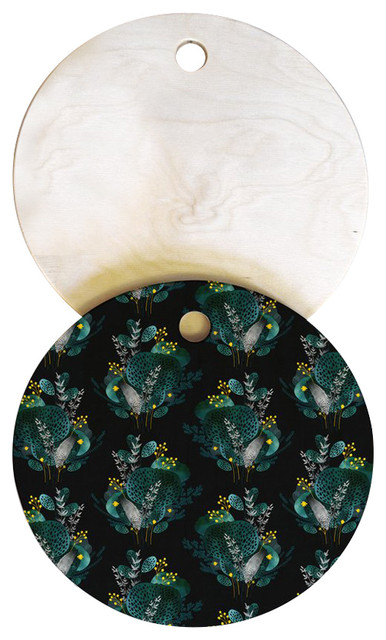 Iveta Abolina Night Seaflower Cutting Board Round, 11.5"x11.5"