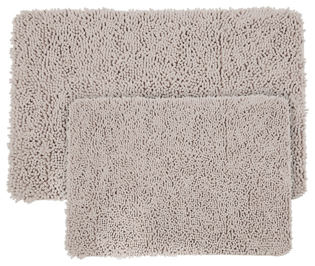 Lavish Home 2 Piece Memory Foam Shag Bath Mat Chocolate