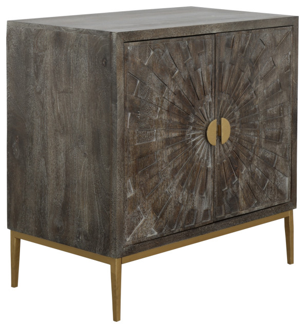 Gabriella Contemporary Mango Wood, Veneer & Iron Rectangle Two Door