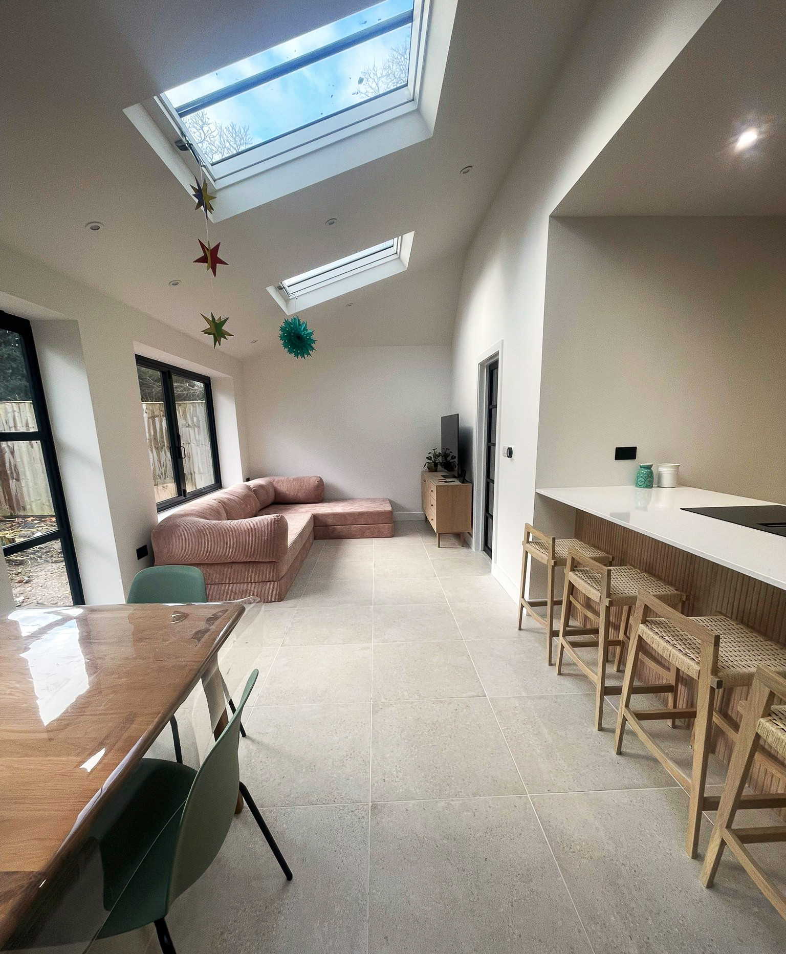 Open-plan dining and living space