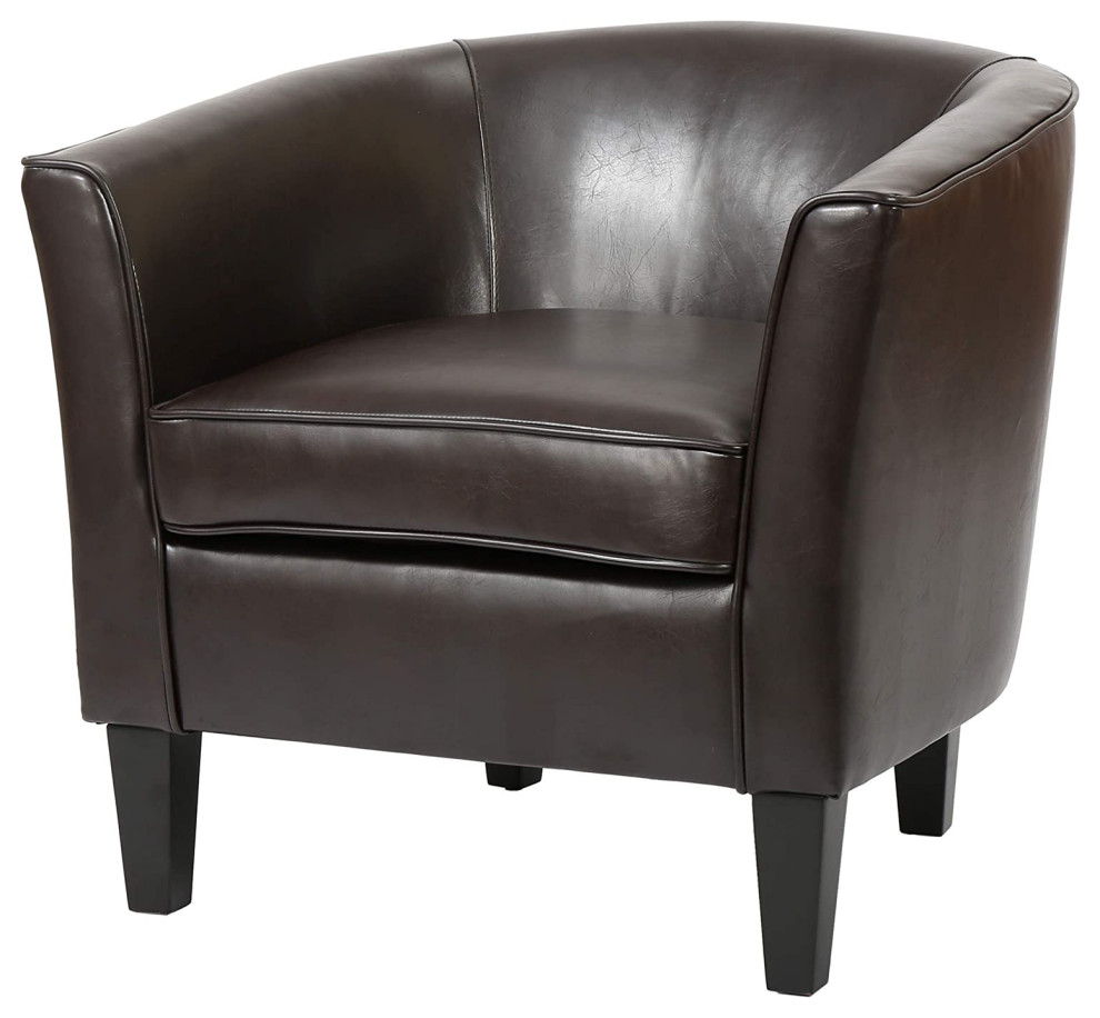 Espresso Brown Comfortable Club Chair Transitional Armchairs And