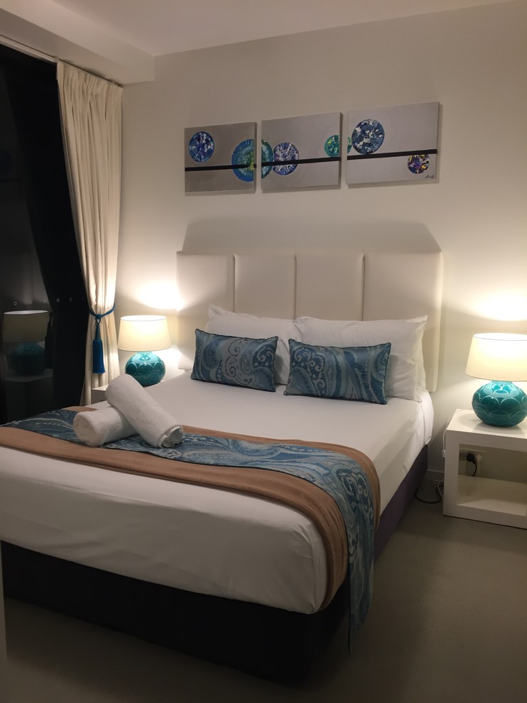 Design ideas for a coastal bedroom in Austin.