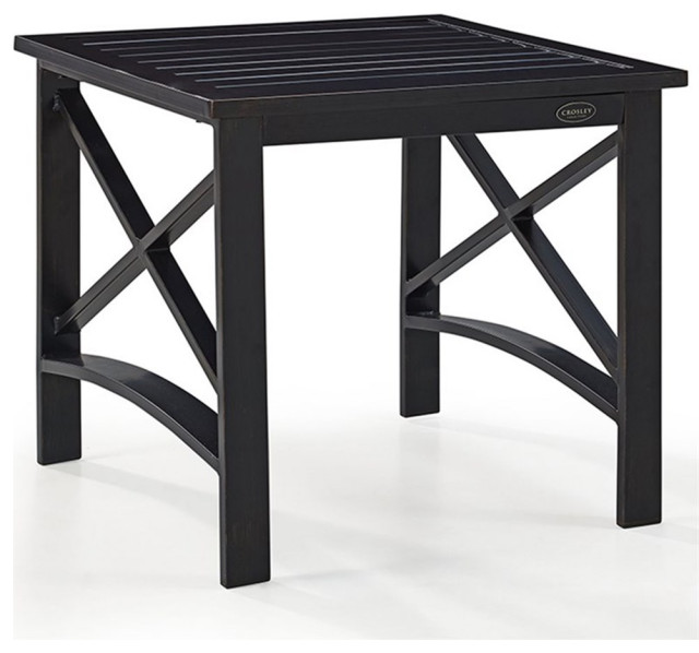 Crosley Furniture Kaplan Metal Patio End Table in Oil Rubbed Bronze