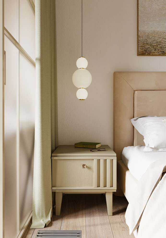 Светлая мастер - спальня в пастельных тонах