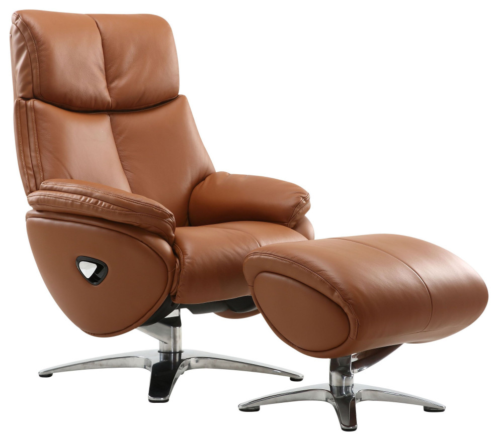Vienna Top Grain Leather Ergonomic Manual Recliner & Ottoman Set