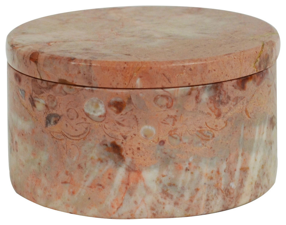 Polished Marble Bathroom Jar, Galaxy Pink - Traditional - Bathroom ...