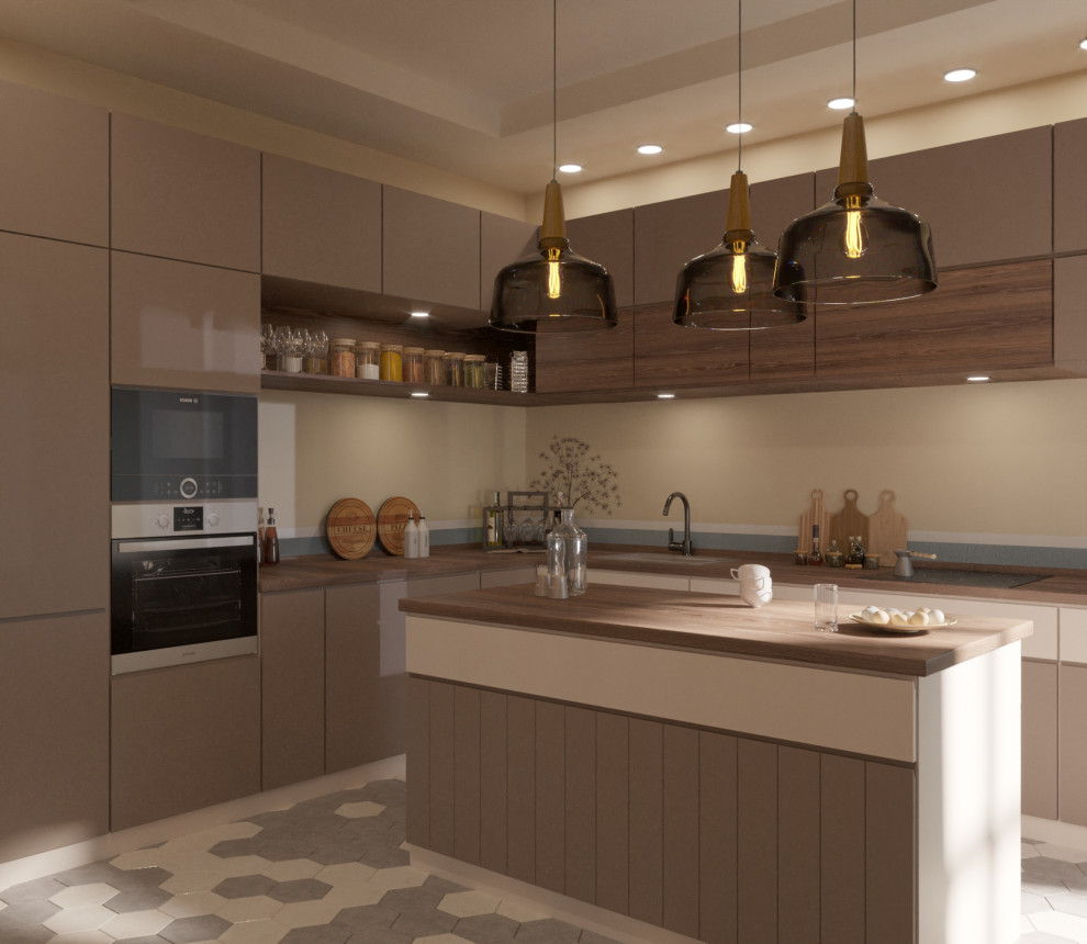 3D-визуализация кухни / обеденной зоны.