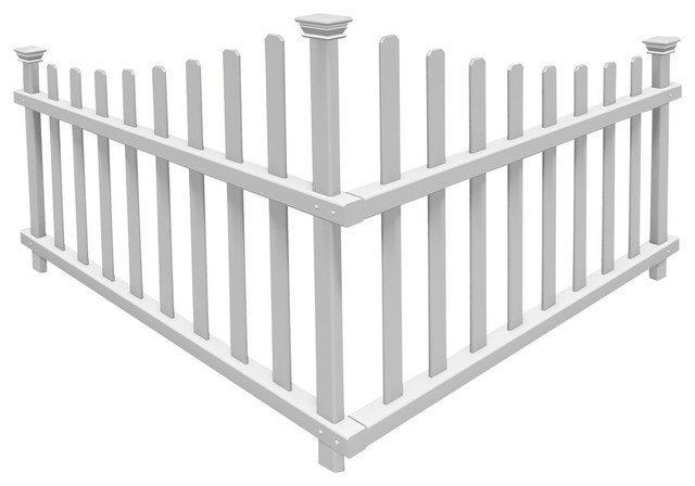 Ashley No Dig Vinyl Corner Picket Accent Fence Transitional Home Ashley No Dig Vinyl Corner Picket Accent Fence