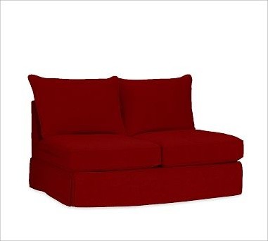 PB Comfort Roll-Arm Slipcovered Armless Love Seat, Down-Blend Wrap Cushions, Twi