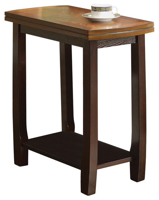 Acme Tess Side Table, Espresso and Dark Oak Transitional Side