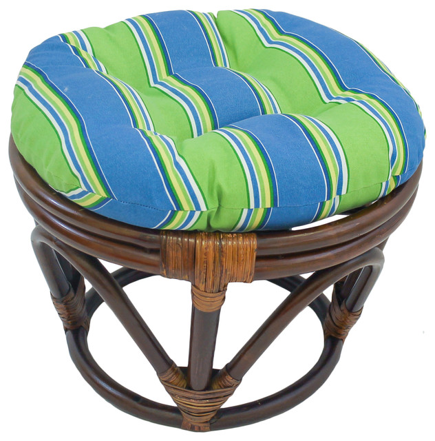 18" Round Spun Polyester Tufted Footstool Cushion, Haliwell Caribbean