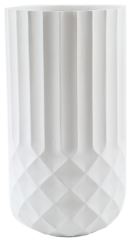 White 24in. Tall Round MgO Planter