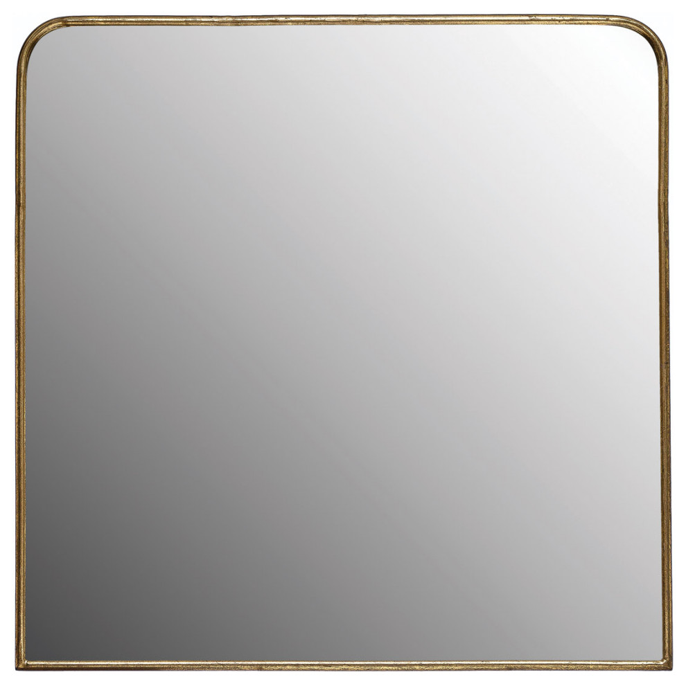 Metal Framed Wall Mirror, Brass Finish Contemporary Wall Mirrors