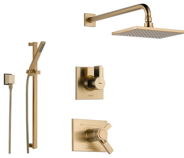 Delta Vero Collection Champagne Bronze Finish Custom Shower System Delta Vero Collection Champagne Bronze