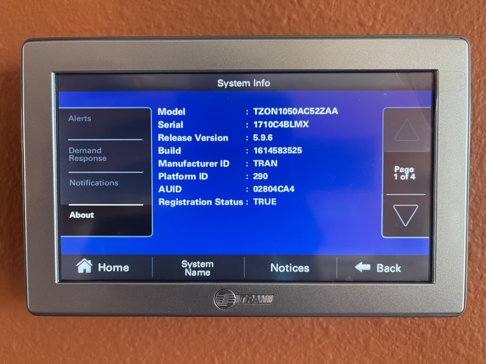Trane Thermostat 1050 Very Strange Problem