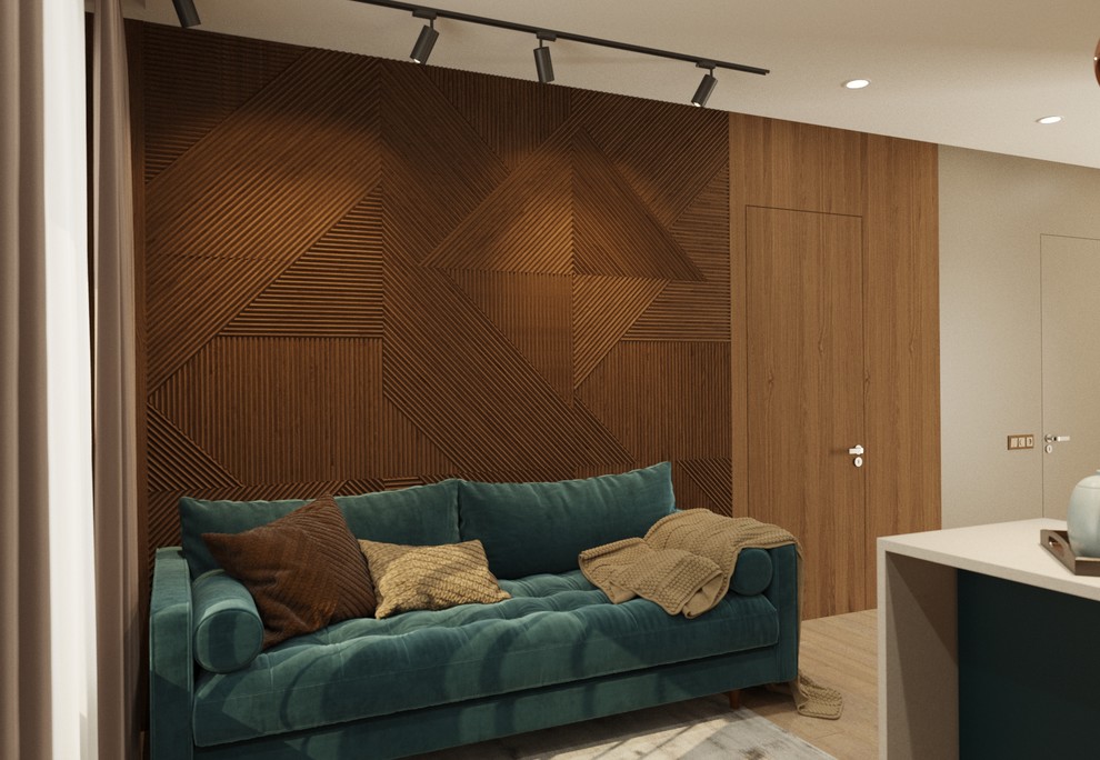 Проект зоны кухни гостиной в ЖК Квартал