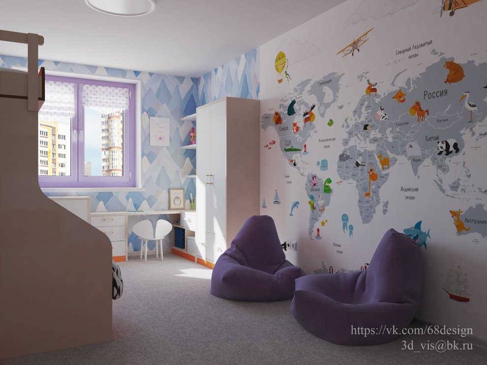 Дизайн и визуализация детской для двух девочек