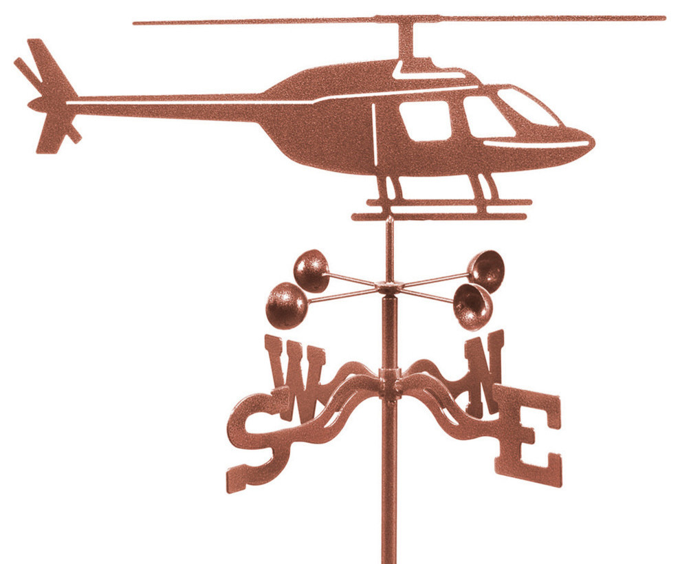 Helicopter Airplane Weathervane With Post Mount Contemporary