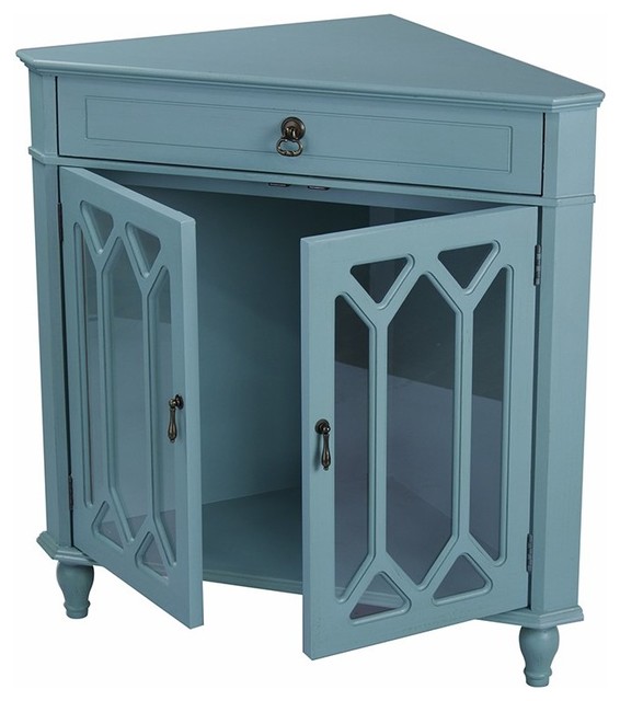 Corner Wooden Standard Accent With 2 Door Beach Style