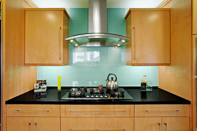 Large Glass Tile Backsplash contemporary-kitchen