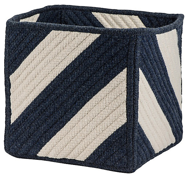 Colonial Mills Geo-Band Basket, Square, Navy, 10"x10"x10"