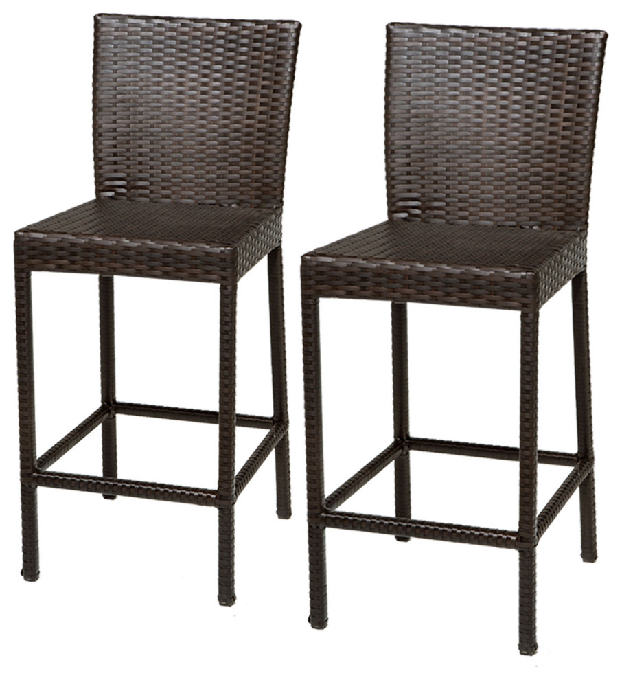 2 Barbados Barstools w/ Back Espresso Tropical Outdoor Bar Stools