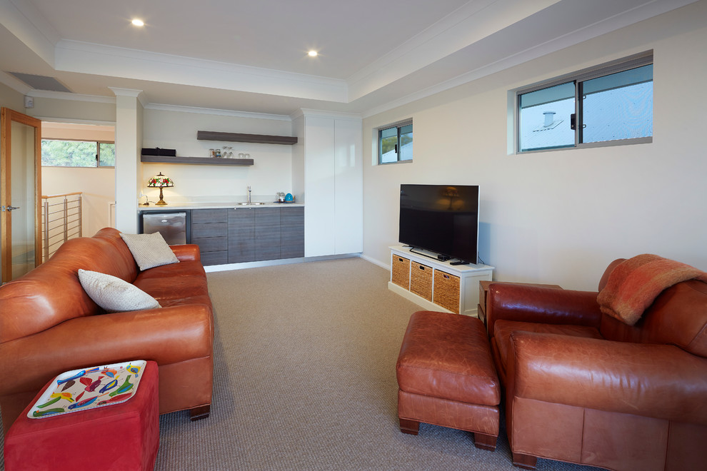 This is an example of a contemporary family room in Perth.