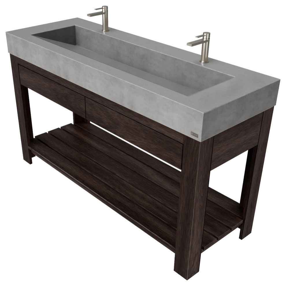 60" Lavare Vanity With Concrete Ramp Sink and Drawer Industrial