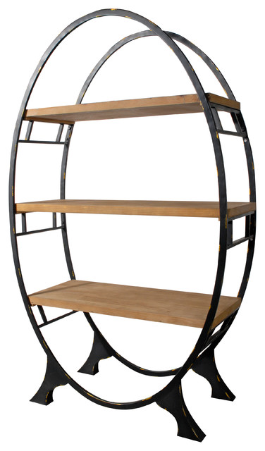 Oval Bookshelf Display 44 X20 X72 Industrial Bookcases By