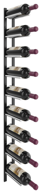Vino Rails Flex 45 Cork Forward Wall Mounted Wine Rack, Black/Aluminum, 9 Bottles