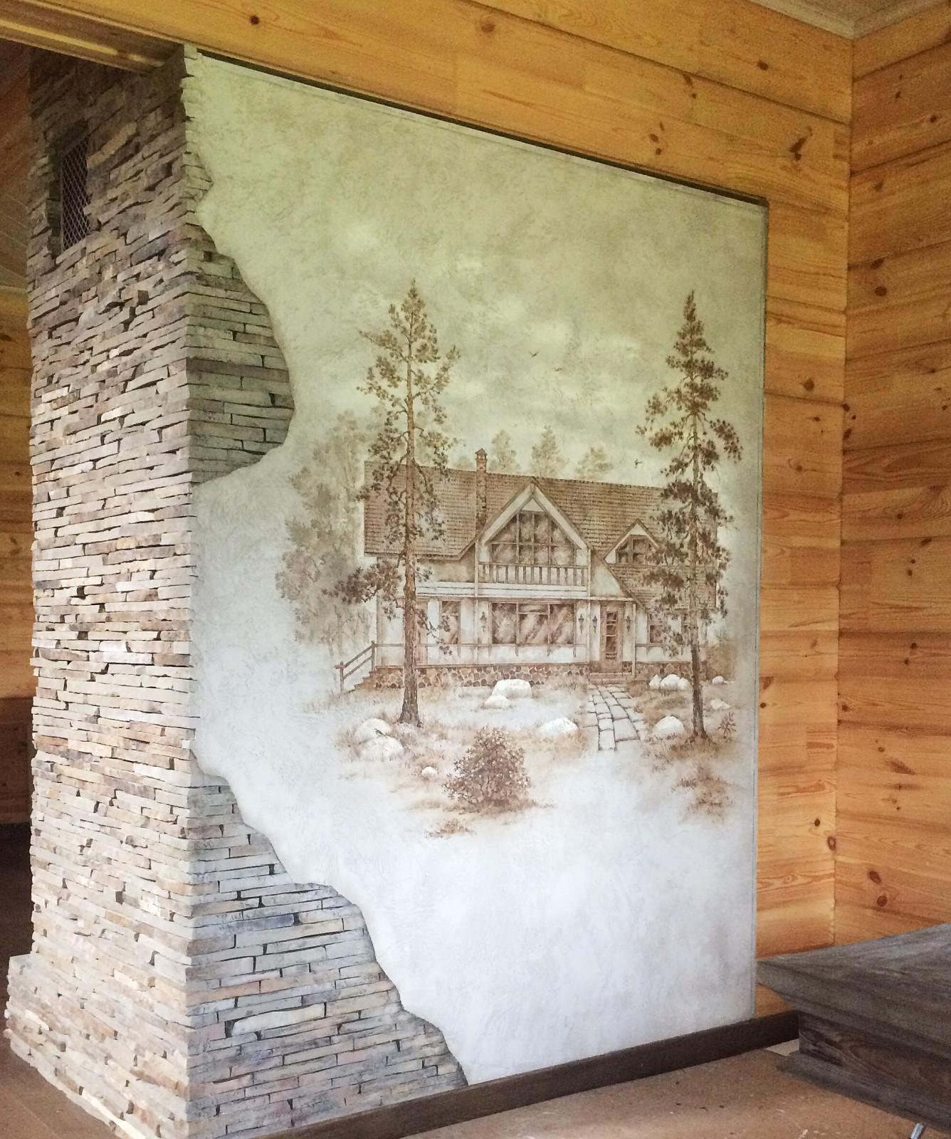 Роспись на камине