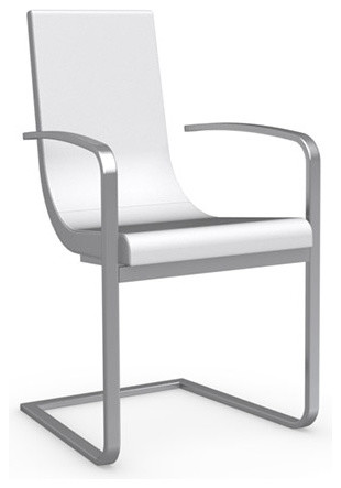 Cruiser Leather Arm Chair with Cantilever Base, Chrome Frame, Set of 2