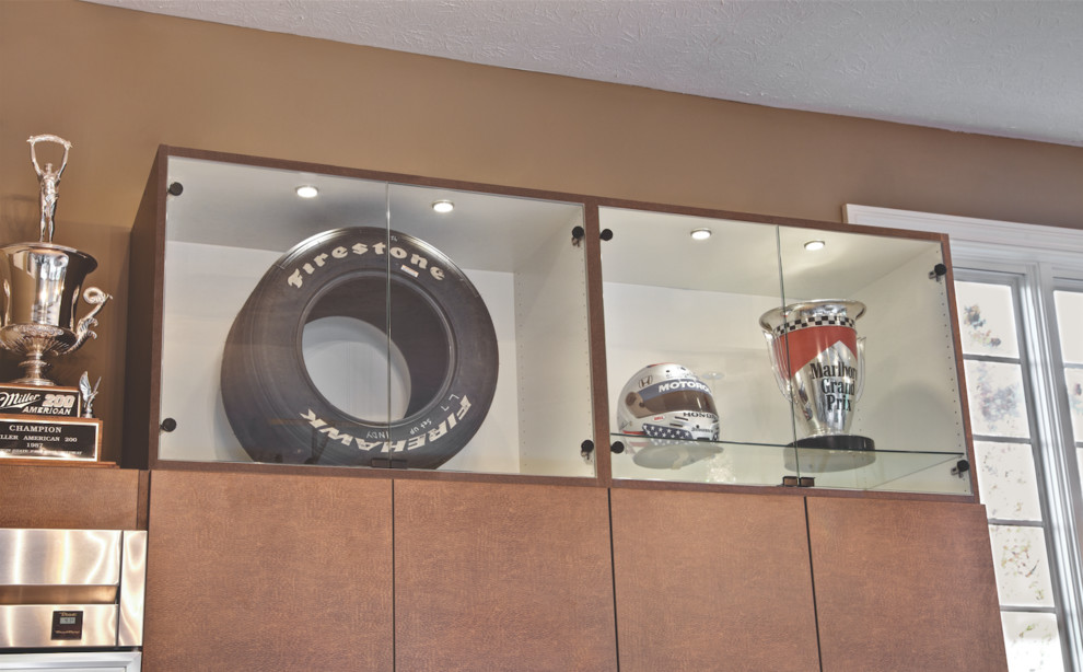 Garage workshop - large transitional attached two-car garage workshop idea in Columbus