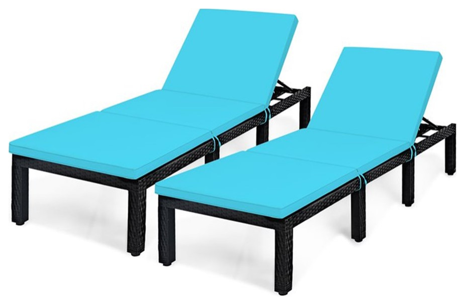 Costway 2 Pieces Adjustable Rattan Patio Lounge Height Adjustable in