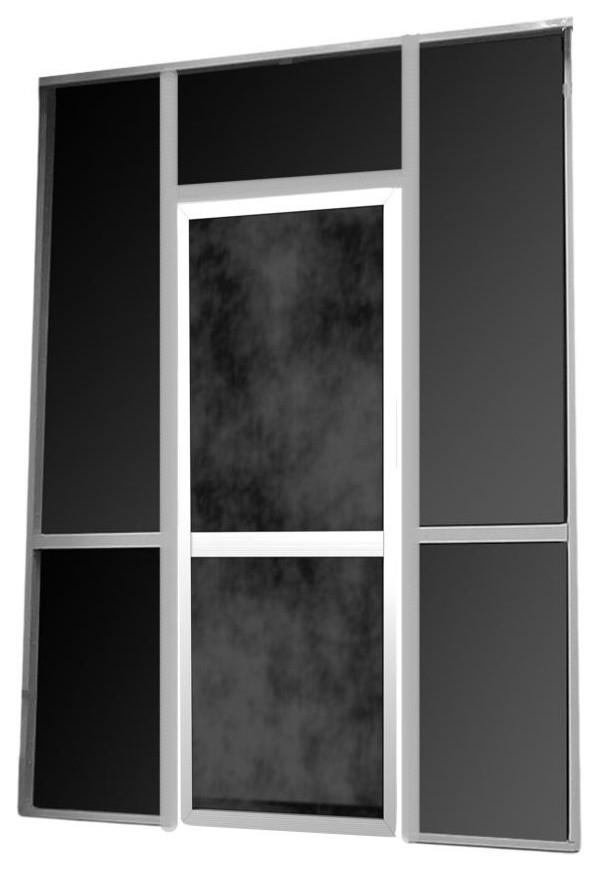 Patio Enclosure Screen Wall, Door Frame With unassembled screen door, White Contemporary