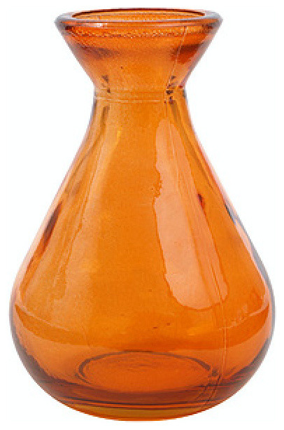 4" Teardrop Glass Vase, Orange