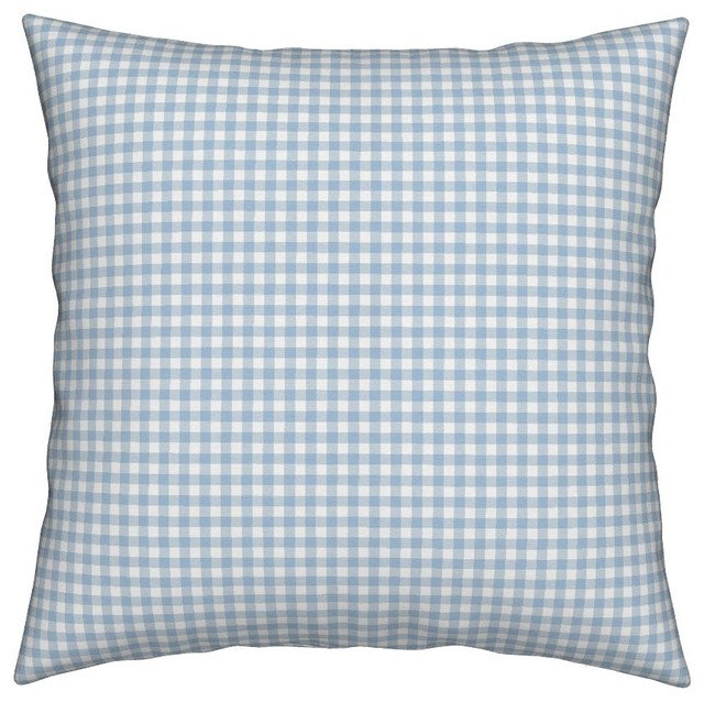 Foggy Morning Pale Blue Gingham Blue Gingham Throw Pillow, Cover