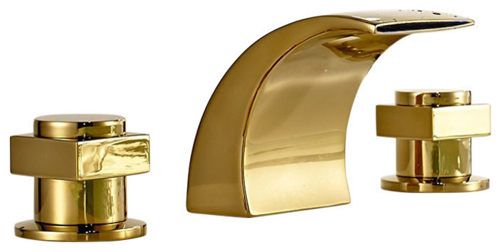 Campinas Gold Polished LED Waterfall Bathroom Sink Faucet