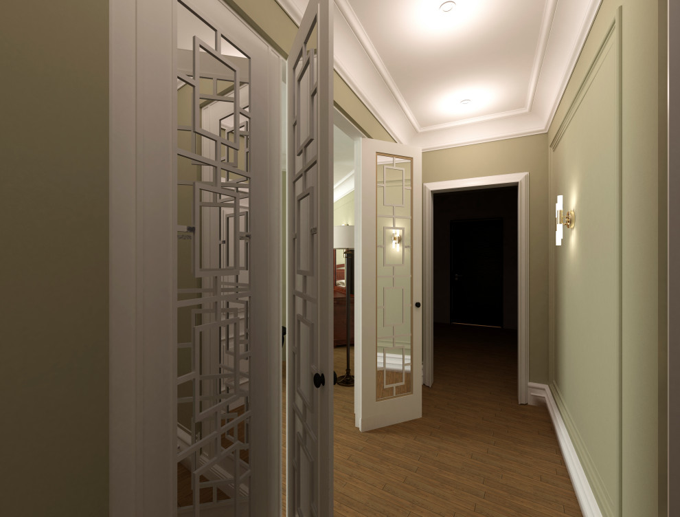 Сложное зонирование: спальня+кабинет+коридор. Обновление лоджии и детской.