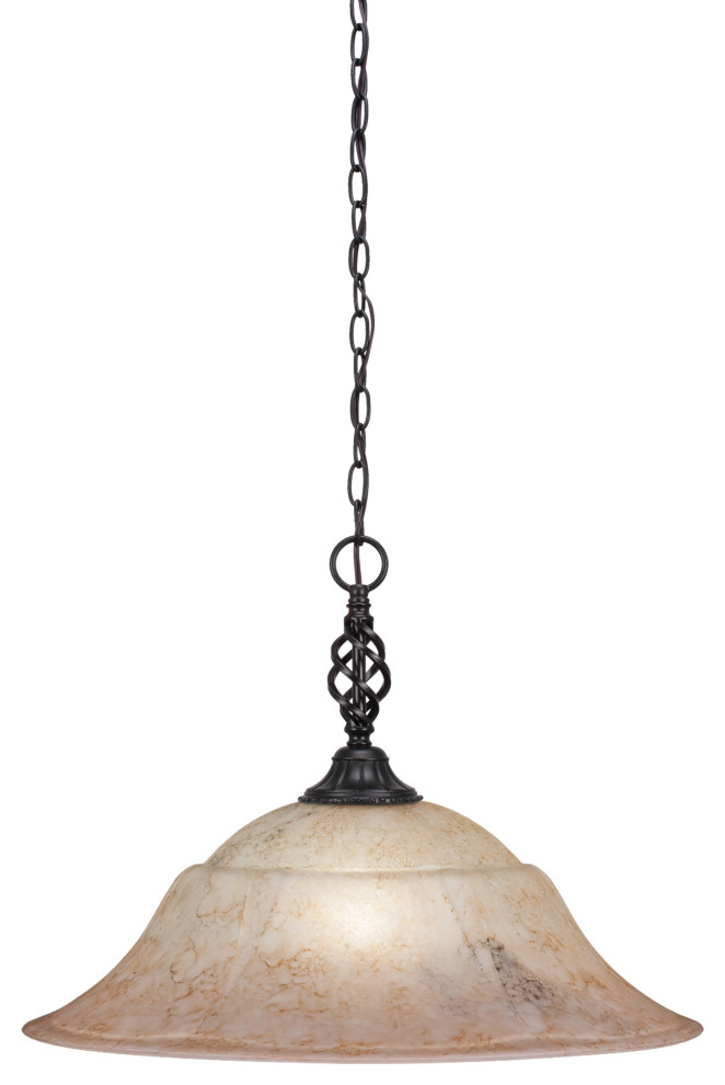 Elegant Pendant Shown In Matte Black Finish With 20" Italian Marble