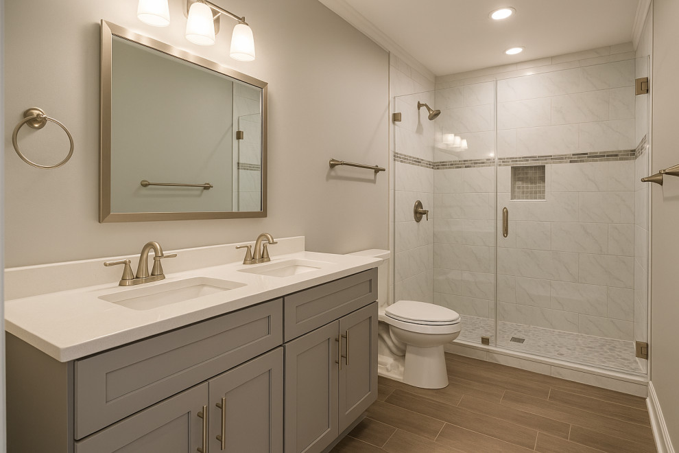 Modern Bathroom Remodel – Tile Shower & Double Vanity Upgrade