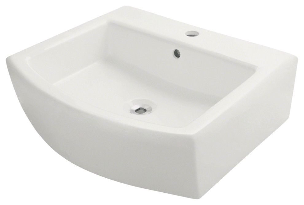 V300Bisque Vessel Porcelain Sink, 22x6.63 Contemporary Bathroom