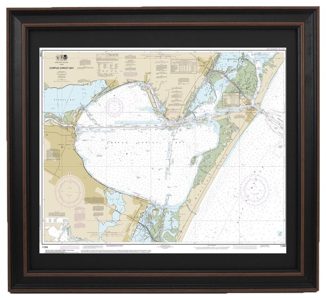 Nautical Chart, Corpus Christi Bay, Framed