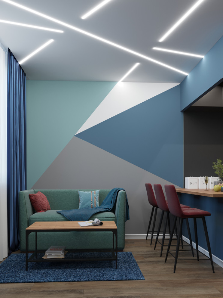 Дизайн кухни-гостиной и спальни