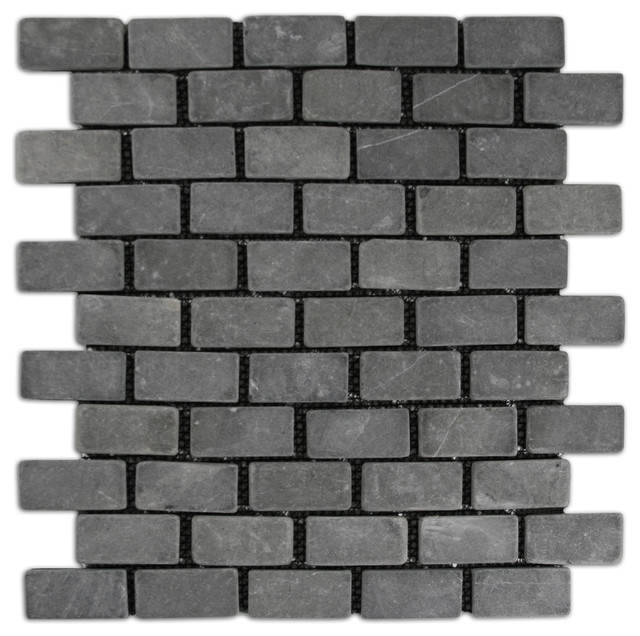 12 X12 Gray Mini Stone Subway Tile Traditional Mosaic By 12 X12 Gray Mini Stone Subway Tile