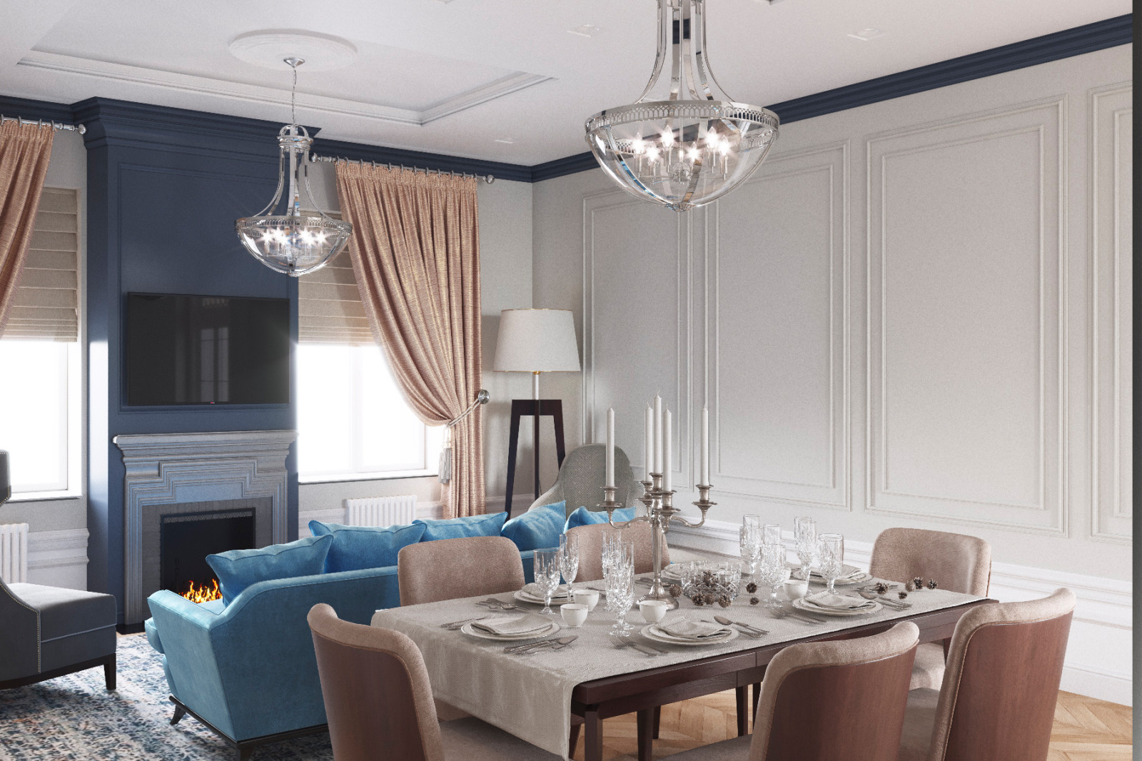 Роскошь и функциональность – секрет современной кухни-гостиной